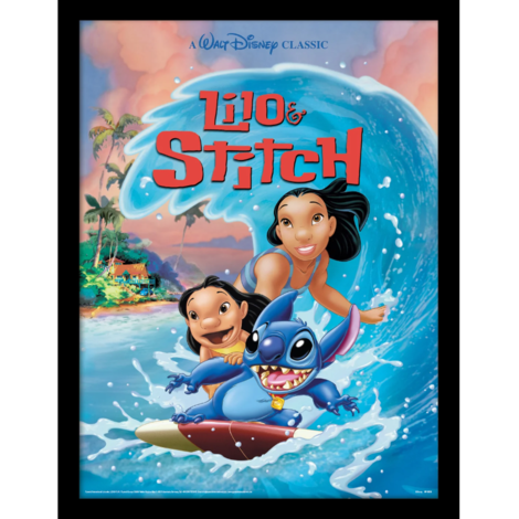 Lilo And Stitch (Wave Surf) Wooden Print (Framed) 30 x 40cm - FP13378P