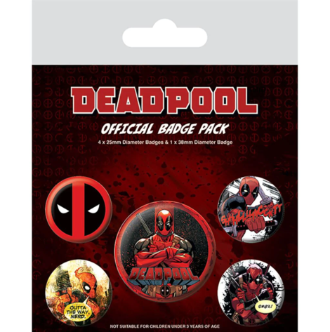Marvel Deadpool Outta The Way Badge Pack Set (Pack Of 5) - BP80538