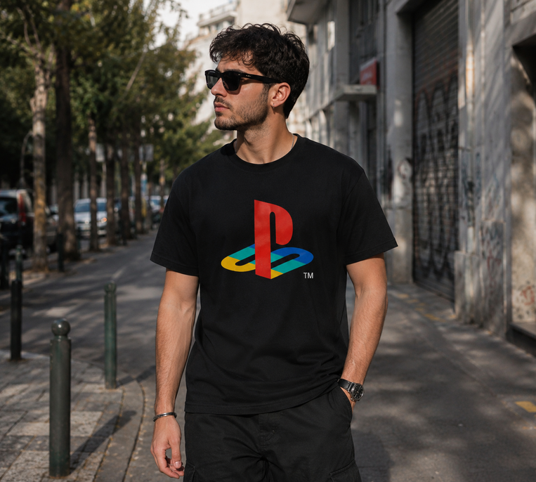 PlayStation Logo Short Sleeved T-shirt Black - TS671514SNY- M