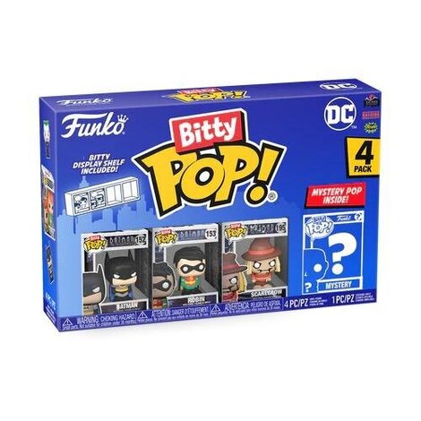 Funko DC Comics Bitty POP! Heroes - Batman, Robin, Scarecrow & Chase Mystery 4-Pack Figures