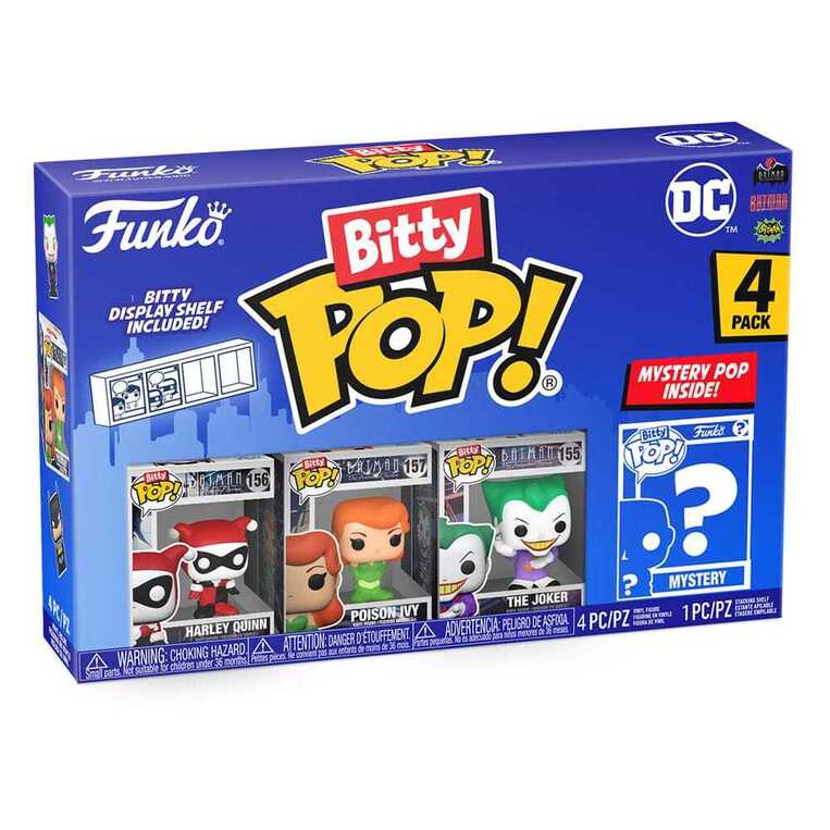 Funko Bitty POP! Heroes - Harley Quinn, Poison Ivy, The Joker & Chase Mystery 4-Pack Figures
