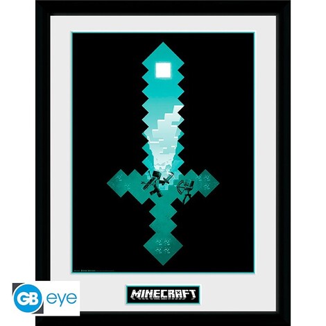 Minecraft - Wooden Framed Print "Diamond Sword" (30x40) - PFC2350