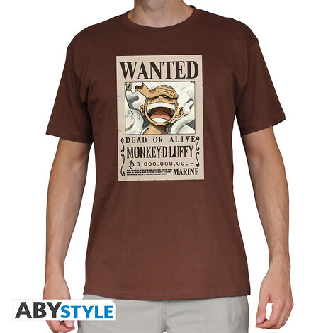 One Piece T-shirt Men Chocolate Wanted Luffy - ABYTEX847