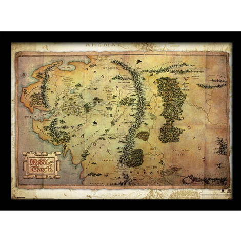The Lord Of The Rings The Hobbit Journey Map Wooden Framed 30x40cm Print - FP10385P