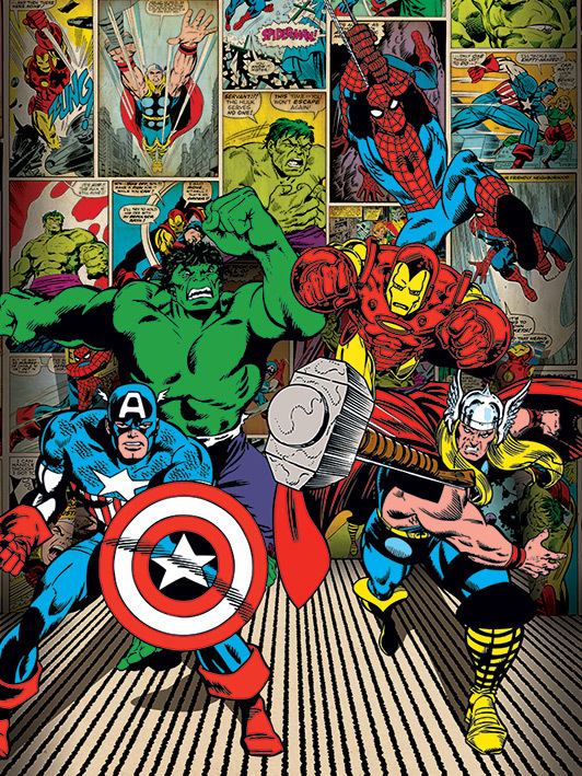 Marvel Comics (Here Come The Heroes)  Canvas Print 60 x 80cm - WDC90821