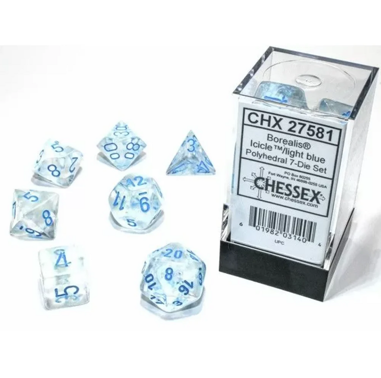 Chessex Borealis Icicle/light blue Luminary Polyhedral 7-Dice Set - CSX27581
