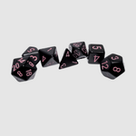 Chessex 7 Dice Polyhedral Opaque Black/Pink - CSX25448