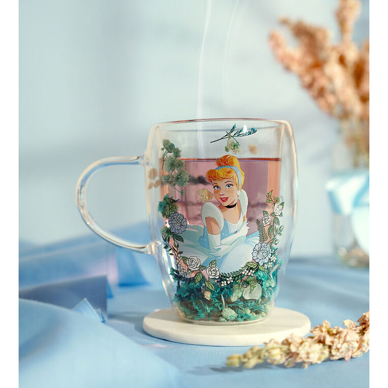 Disney Princess Cinderella Floral Decorative Glass Mug -