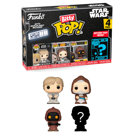Funko Bitty POP! Star Wars - Luke Skywalker, Obi-Wan Kenobi, Jawa & Chase Mystery 4-Pack Figures