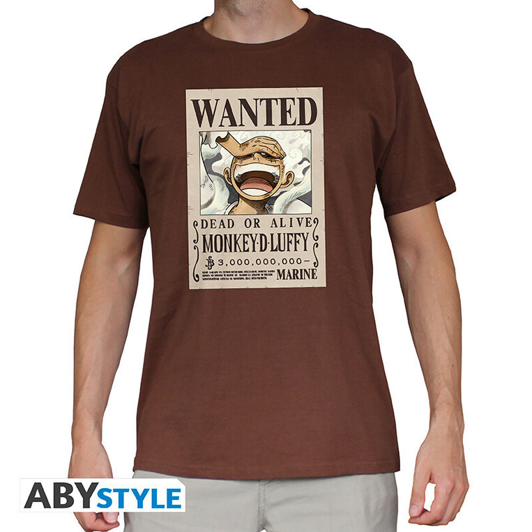 One Piece T-shirt Men Chocolate Wanted Luffy - ABYTEX847- XL