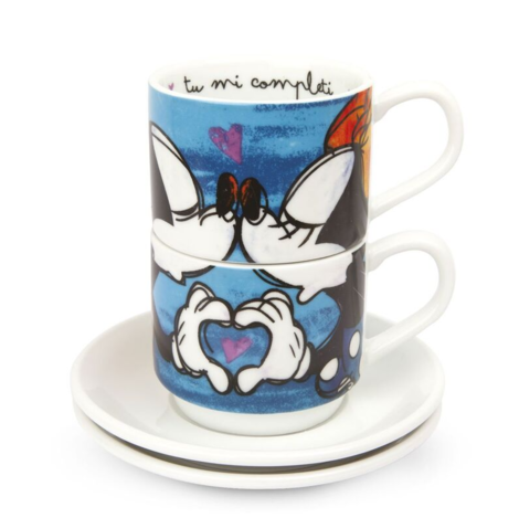 Disney Mickey Mouse & Minnie Mouse Set Mugs of 2 cups & espresso plates - PWM021/B
