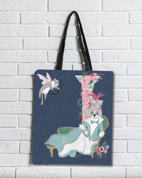 Τσάντα Υφασμάτινη Σουέτ Με Φερμουάρ Γάτα Ροκοκό - 6675082587646