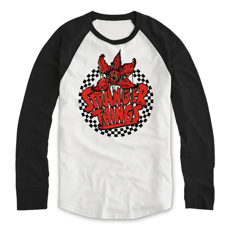 Stranger Things Checkered Circle Ls Long Sleeve Baseball - STR09453BSW
