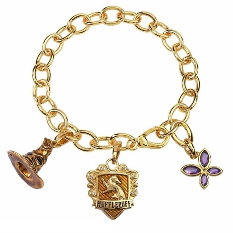 Harry Potter Lumos Gold Plated Metal Hufflepuff Charm Bracelet - NN7714
