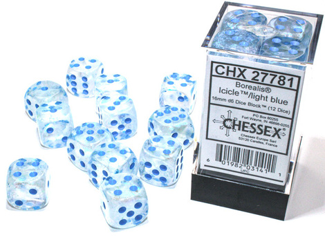 Borealis Icicle/light blue Luminary 16mm Dice Block (12 dice) - CHX27781
