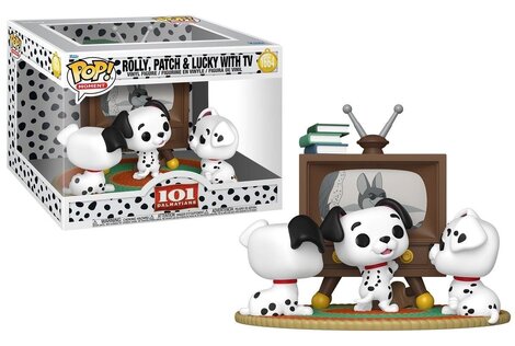 Funko POP! Moment: Disney: 101 Dalmatians - Rolly, Patch & Lucky with TV #1664 Figure 