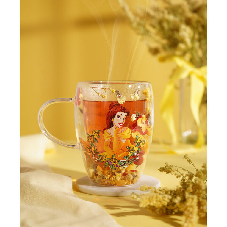 Disney Princess Belle Floral Decorative Glass Mug -