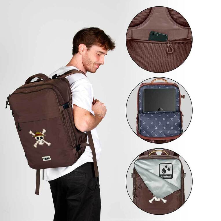 One Piece Brown Mercury Backpack One Piece Skull - KMN07788
