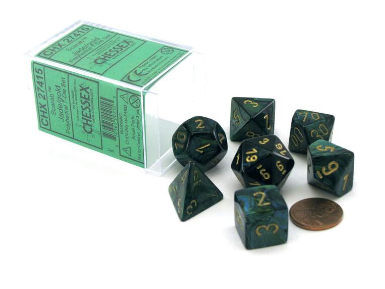 Chessex Scarab Mini-hedral Jade/gold 7-Die Set - CSX20415