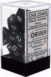Chessex 7 Dice-Opaque Black/White Set - CHX25408 