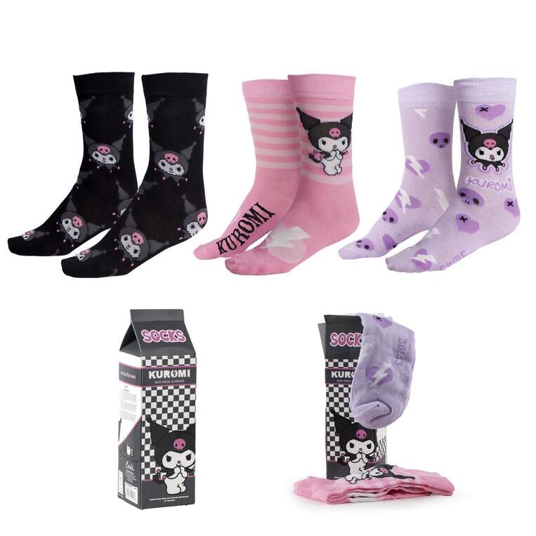 Hello Kitty Kuromi pack 3 Adult Socks - CRD2900003046- 36-43