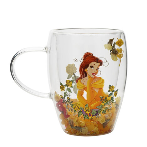Disney Princess Belle Floral Decorative Glass Mug - DI2330