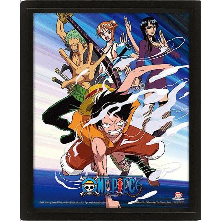 One Piece Straw Hat Pirates Assault - 3D Lenticular PVC Framed Poster - EPPL71374