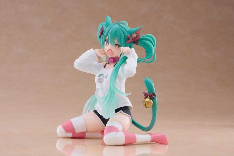 Hatsune Miku PVC Statue Desktop Cute Figure Cat Ear T-Shirt Ver. 13 cm - TAPR452067300