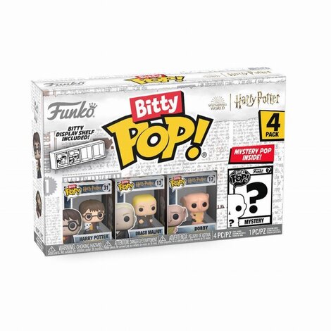 Funko Bitty POP! Harry Potter - Harry Potter, Draco Malfoy, Dobby & Chase Mystery 4-Pack Figures