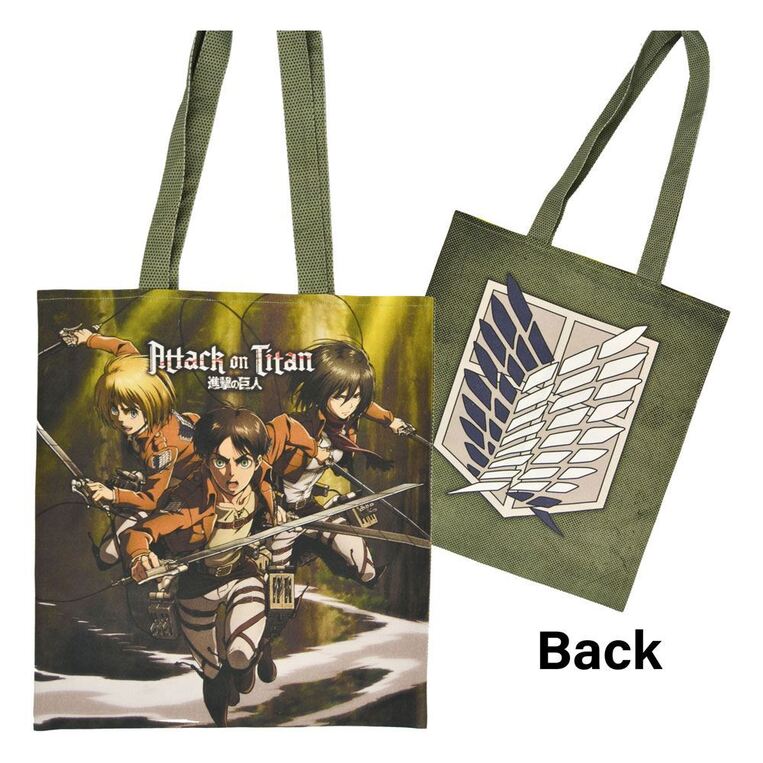 Attack on Titan Tote Bag Eren, Mikasa & Armin (green) - POPB-PBTB04