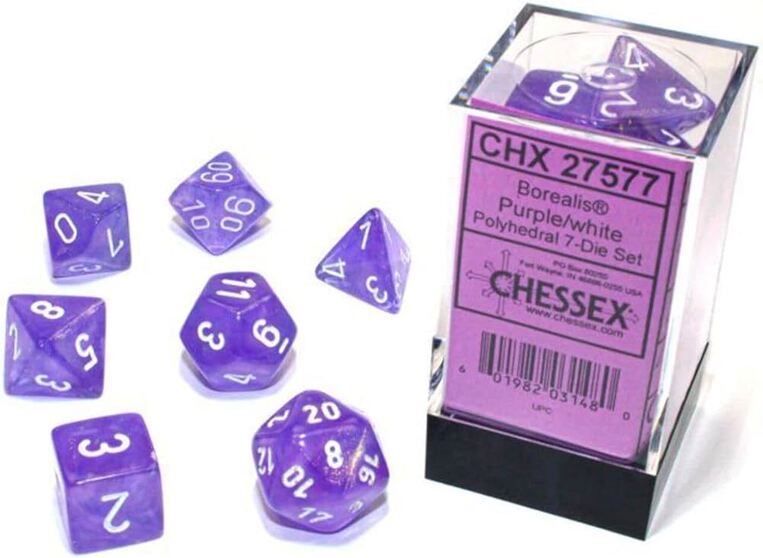 Opaque Purple/White Polyhedral 7-Die Set - CSX25407