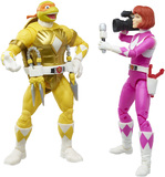 Power Rangers X Teenage Mutant Ninja Turtles Michelangelo Yellow Ranger and April O'Neil Pink Ranger - F2967