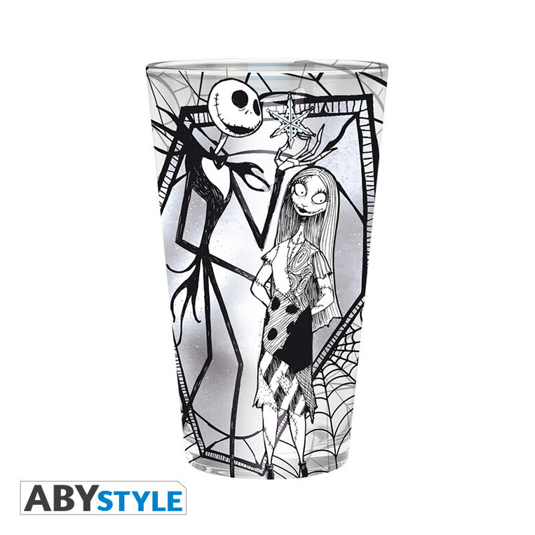 Nightmare Before Xmas Large Glass 400ml Jack & Sally - ABYVER146