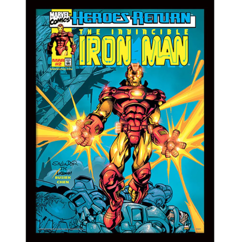 Marvel Comics (Iron Man Heroes Return) 30 x 40cm Wooden Collector Print (Framed) - FP12672P