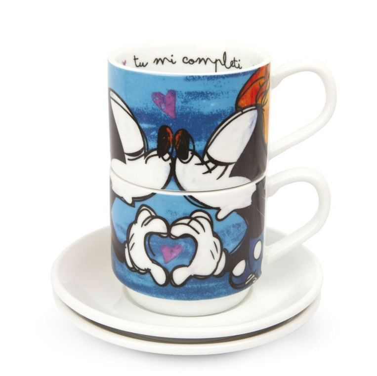 Disney Mickey Mouse & Minnie Mouse Set Mugs of 2 cups & espresso plates - PWM021/B