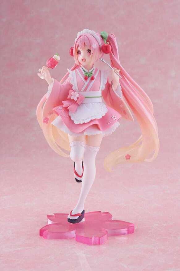 Hatsune Miku PVC Statue Newley Written Sakura Miku Japanese Cafe Ver. Reissue 18 cm - TAITO452033100