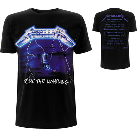 Metallica Unisex T-Shirt: Ride The Lightning Tracks (Back Print) - METTS03MB