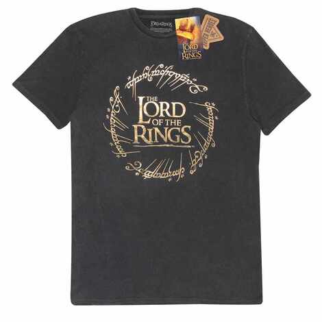 Lord Of The Rings – Gold Foil Logo Inc. Acid Wash T-Shirt) - LOR02314TSB