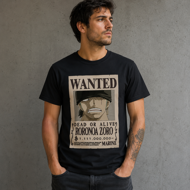 One Piece Roronoa Zoro Wanted T-shirt - 6894- M