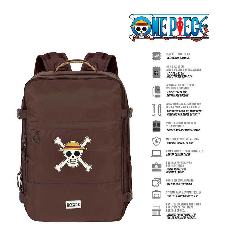 One Piece Brown Mercury Backpack One Piece Skull - KMN07788