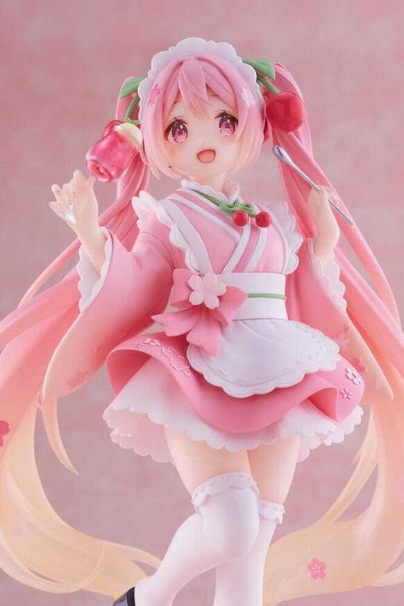 Hatsune Miku PVC Statue Newley Written Sakura Miku Japanese Cafe Ver. Reissue 18 cm - TAITO452033100