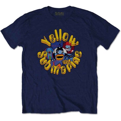 The Beatles Unisex T-shirt: Yellow Submarine Baddies (Navy Blue) - YSTS16MN