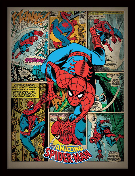 Marvel Comics Spider-Man (Retro) Wooden Framed 30 x 40cm Print - FP11585P