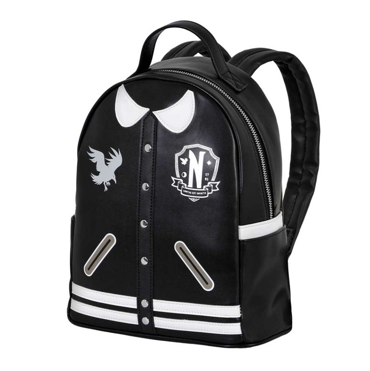 Wednesday Black Casual Backpack Wednesday Varsity Casual (Black) - KMN06144