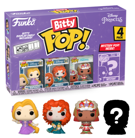 Funko Bitty POP! Disney - Rapunzel, Merida, Moana & Chase Mystery 4-Pack Figures