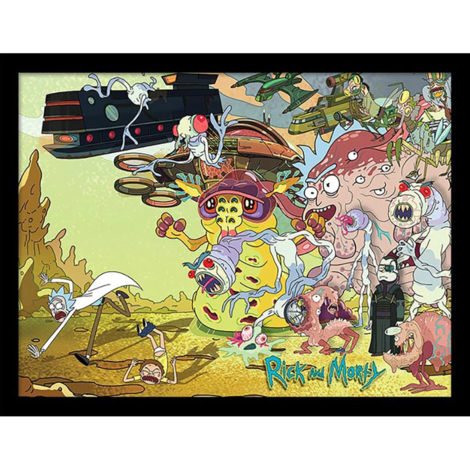 Rick and Morty (Creature Barrage) Wooden Framed Print (30x40) - FP12153P
