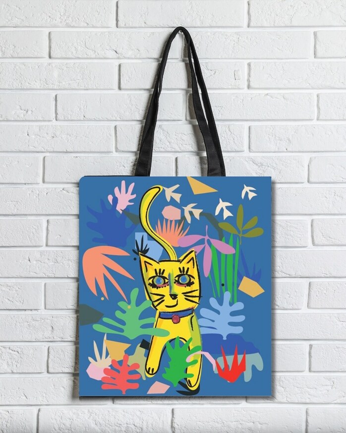 Τσάντα Υφασμάτινη Σουέτ Με Φερμουάρ Γάτα Φοβισμός - 6675082605135