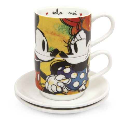 Disney Mickey Mouse & Minnie Mouse Set Mugs of 2 cups & espresso plates - PWM02I/V 
