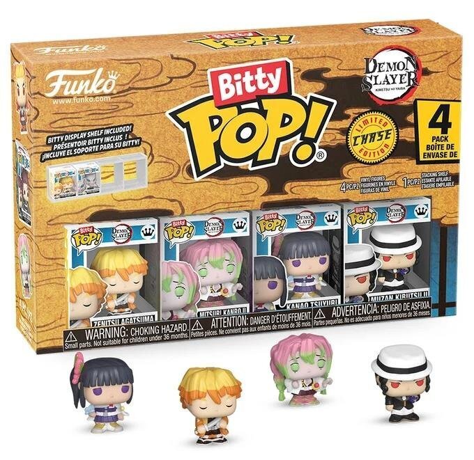 Funko Bitty POP! Demon Slayer: Kimetsu no Yaiba - Zenitsu Agatsuma, Mitsuri Kanroji, Kanao Tsuyuri & Chase Mystery 4-Pack Figures
