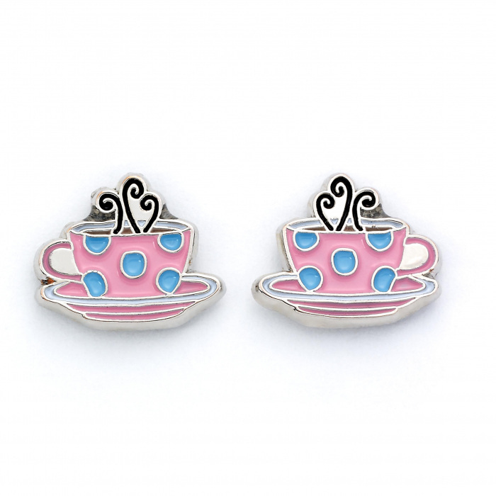 Friends Set of 3 Silver Plated Earring Studs; Frame, Coffee Cup, & Friends Logo - EFTE0014